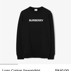 Burberry Black Logo Cotton Sweatshirt